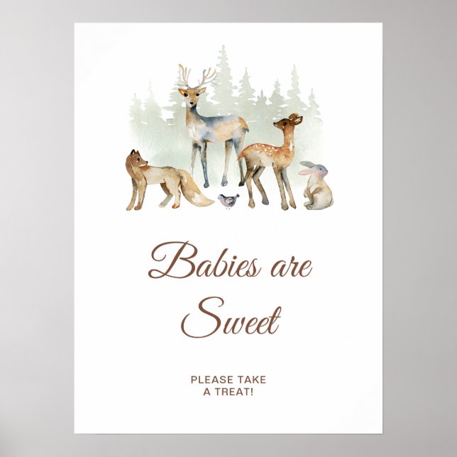 Póster Animales Los bebés de Woodland son un Rótulo dulce (Frente)