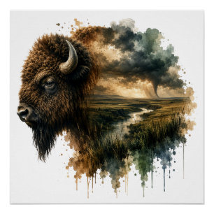Póster Animales Majestuosos Doble Exposición