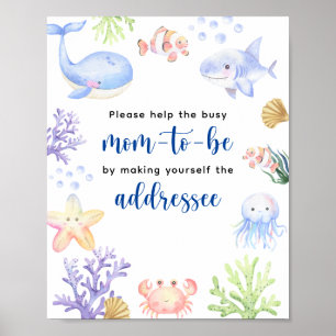 Póster Animales marinos acuarela - destinatario mamá emba