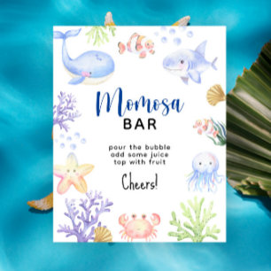 Póster Animales marinos acuarela - momosa bar
