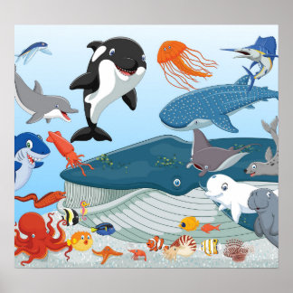 Póster animales marinos personalizados