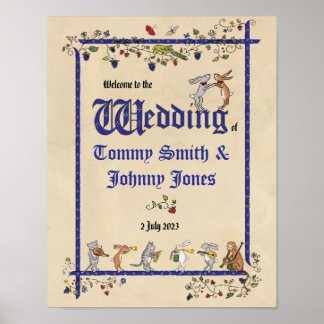 Póster Animales medievales dos novios boda poster de bien