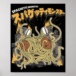 Póster Animales monstruo del amante de la pasta Spaghetti