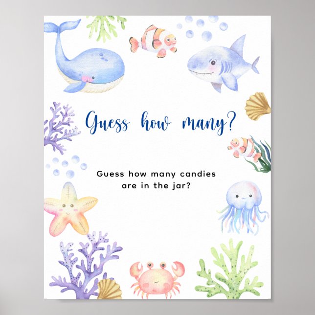 Póster Animales oceánicos - Cuántos caramelos hay en el f (Frente)