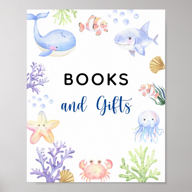 Póster Animales oceánicos de acuarela - Libros y regalos (Frente)