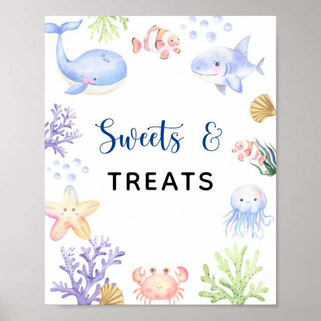 Póster Animales oceánicos - pancarta de dulces y golosina (Frente)