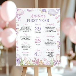 Póster Animales oceánicos rosados bajo el hito del Fiesta