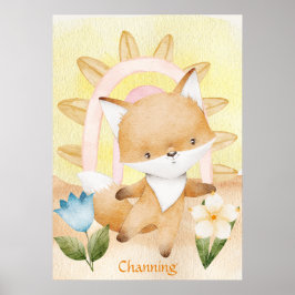 Póster Animales para bebés Fox personalizados boho arcoir