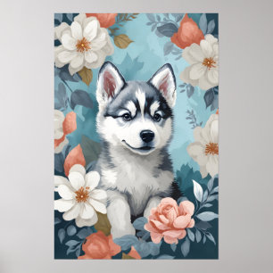 Póster Animales para bebés   Husky Puppy