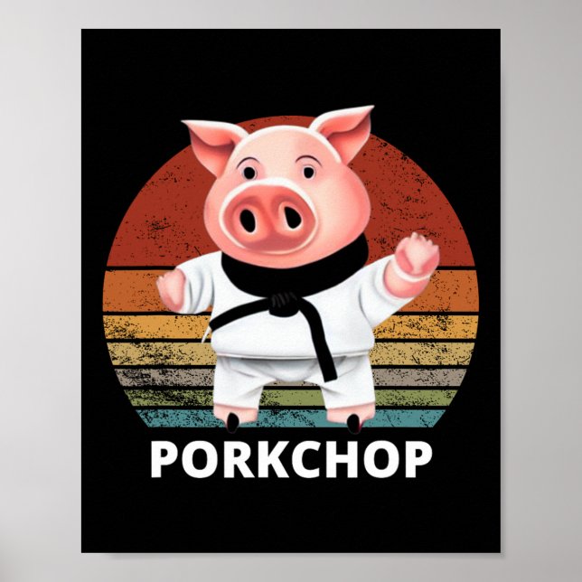 Póster Animales Puns Cerdo Karate Cerdo Chop Pun (Frente)