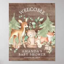 Póster Animales Rustic Wood Forest dan la bienvenida a Ba