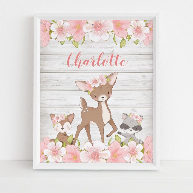 Póster Animales rústicos rosados florales de Woodland per (Subido por el creador)