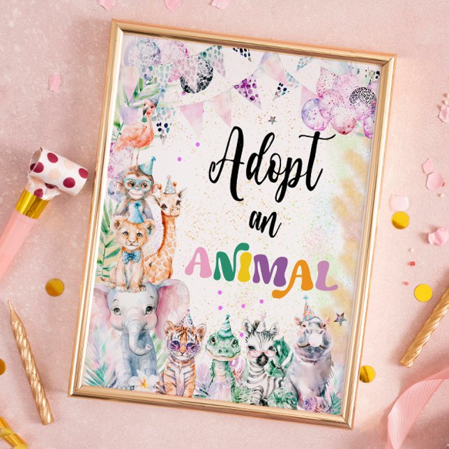 Póster Animales safari adoptan cumpleaños animal (Subido por el creador)