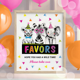 Póster Animales Safari favorecen la fiesta de cumpleaños