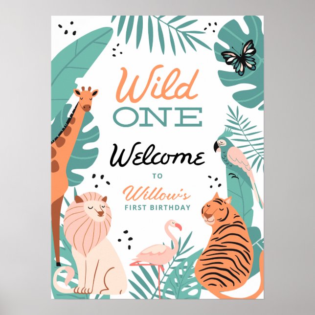 Póster Animales Safari modernos salvajes Poster de bienve (Frente)