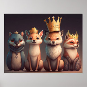 Póster Animales salvajes con coronas