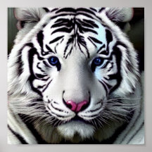 Animales salvajes Poster blanco Tiger