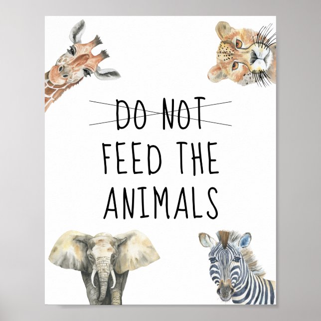 Póster Animales salvajes Safari - No alimentes el juego d (Frente)