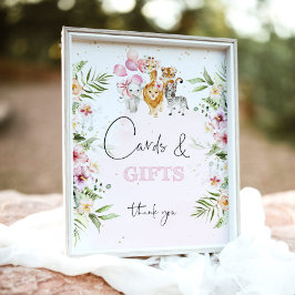 Póster Animales tropicales de safari floral Tarjetas y Re