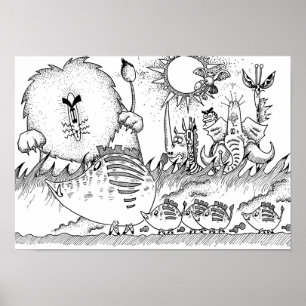 Póster Animales únicos de la sabana.