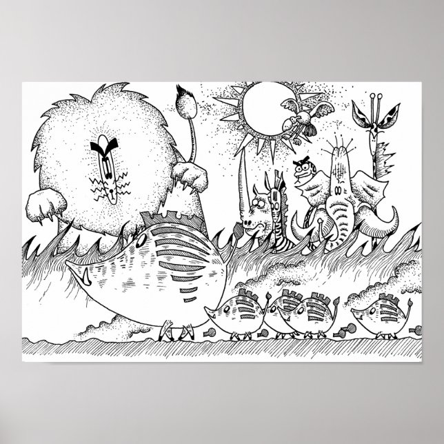 Póster Animales únicos de la sabana. (Frente)