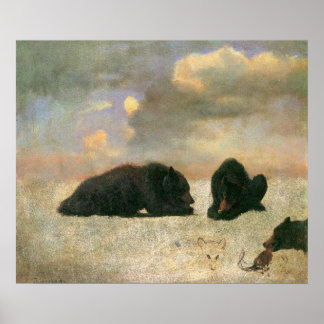Póster Animales vintage, osos pardos de Albert Bierstadt