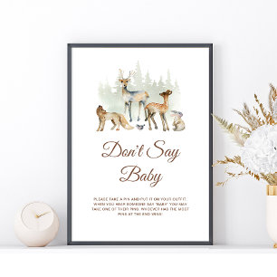 Póster Animales Woodland no dicen Rótulo bebé