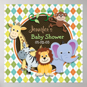 Póster Animales zoológicos en un colorido argyle