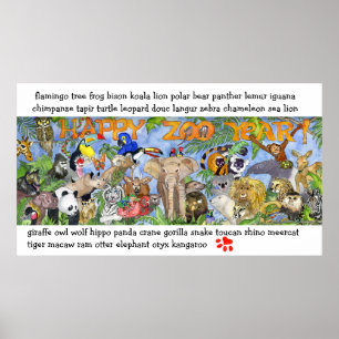Póster Animales zoológicos Niños Pared Art Poster Imprimi