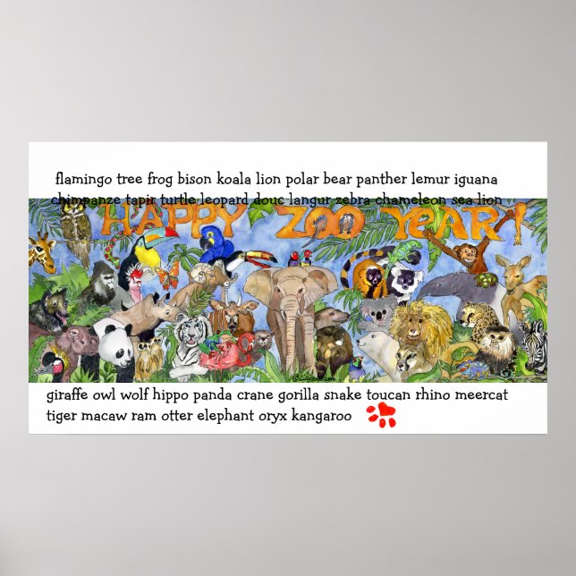 Póster Animales zoológicos Niños Pared Art Poster Imprimi (Frente)