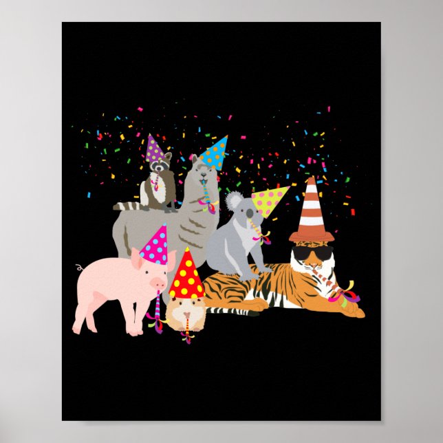 Póster Animals Partying Cute Animals Having A Party  (Frente)