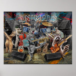 Póster ¡Animalz Live! Animales tocando instrumentos music