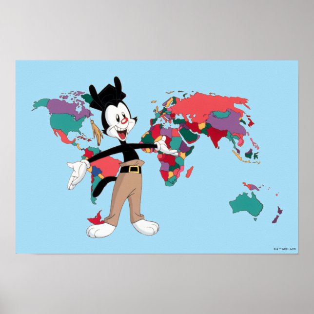 Póster Animaniacs | Gráfico del Mapa Mundial de Yakko (Frente)