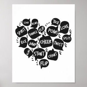 Póster Animar Porristas Corazón Nube de Palabras Tuck Amo