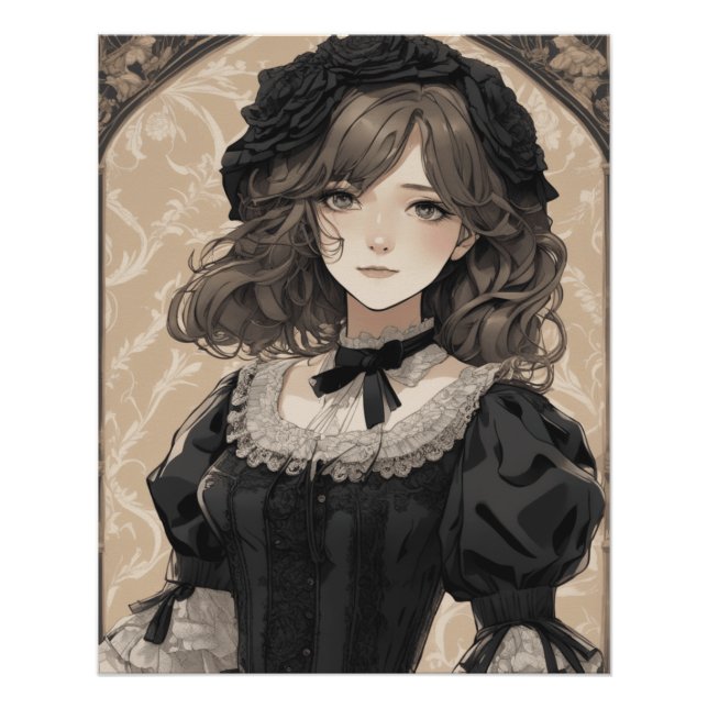 Póster Anime AI Wonderland: Vintage Little Black Vress (Anverso)