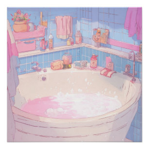 Póster Anime Bathroom Arte estético