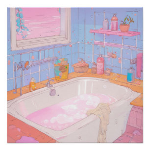 Póster Anime Bathroom Arte estético
