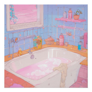 Póster Anime Bathroom Arte estético