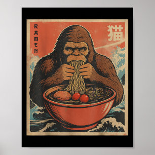 Póster Anime Bigfoot Ramen Japonés Funny Kawaii Gift Homb