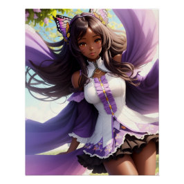 Póster Anime Black Chica Purple Animecore