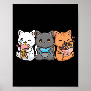 Póster Anime Bo Tea Bubble Tea Gaming Gamer Ramen Cat
