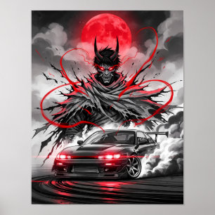 Póster Anime Carreras Oni - Sumi-e Ink Street Racer