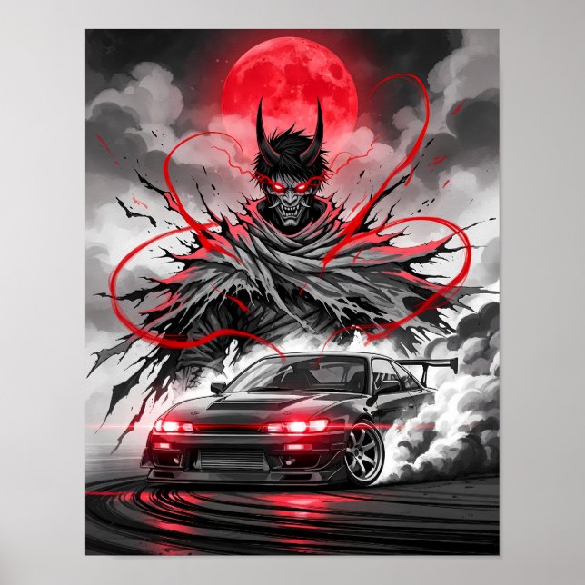 Póster Anime Carreras Oni - Sumi-e Ink Street Racer (Frente)