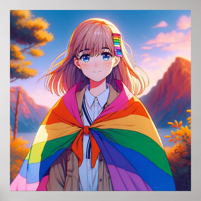 Póster Anime Chica con LGBTQIA+ Cabo (Frente)