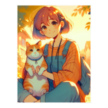 Anime Chica Con Su Gato Favorito