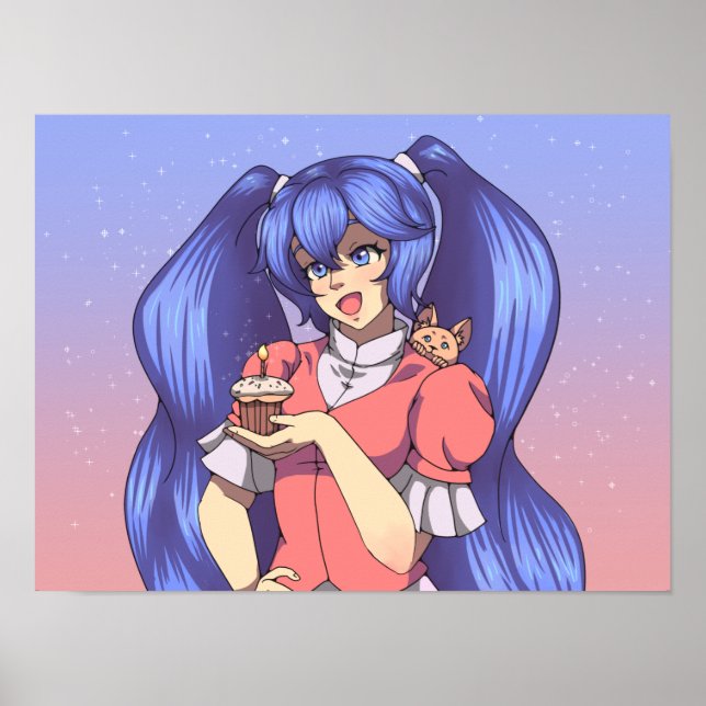 Póster Anime Chica de cumpleaños mágico (Frente)