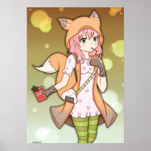 Póster Anime Chica en Fox Cosplay