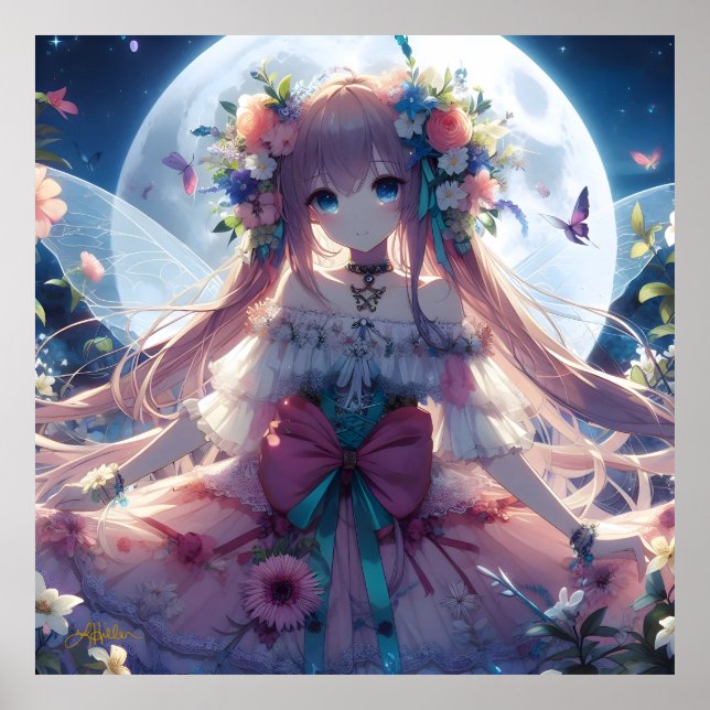 Póster Anime Chica Flower Moon Fairy (Frente)