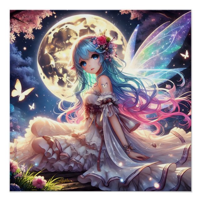 Póster Anime Chica Moon Fairy Princess in Garden (Anverso)