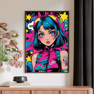 Póster Anime Chica Poster-Moderno Estilo Pop Art Deco de 